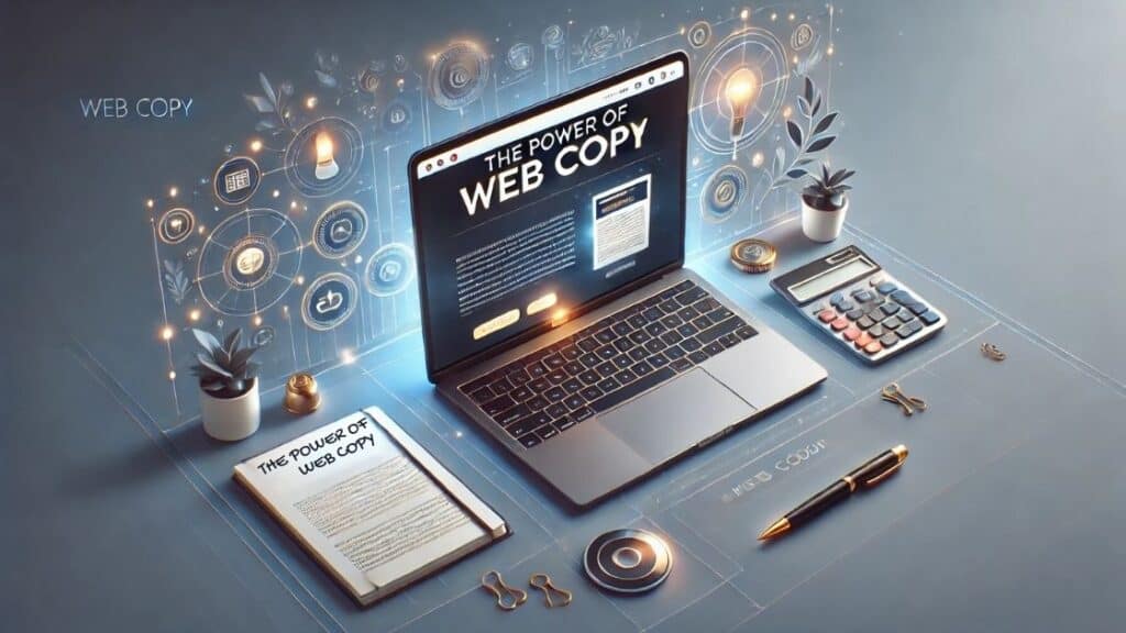 The Power of Web Cop - Laptop with writing and notebook.